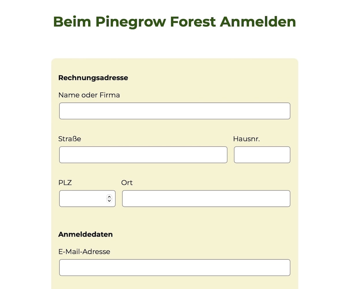 Kostenlos im Pinegrow Forest Login-Bereich registrieren und gekaufte Designs updaten